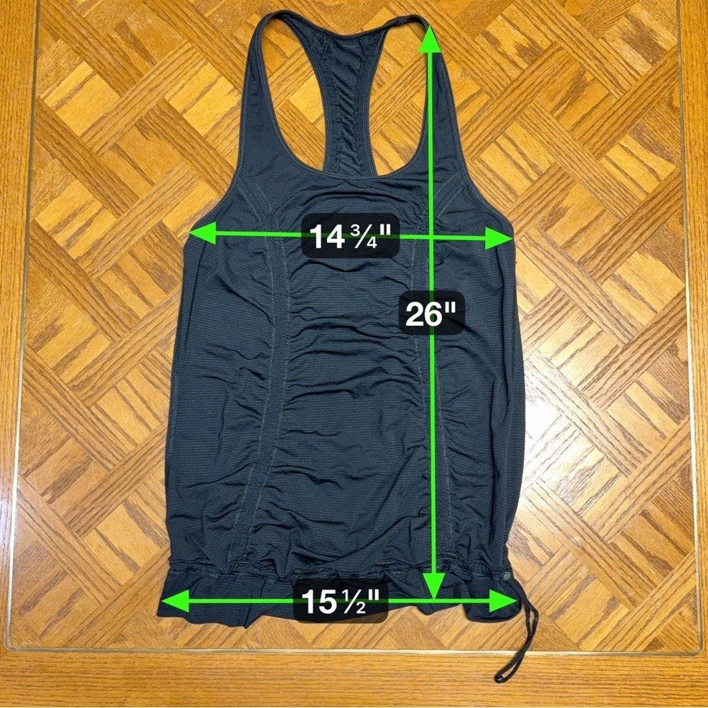 Lululemon Scrunch Back Clinch Waistband Racerback Tank – Black Stripe, Size 6 - Picture 8 of 8